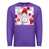 Purple cute snowman and snow flakes seamless pattern bbs Premium Sweatshirt - BundleAndBundleShop