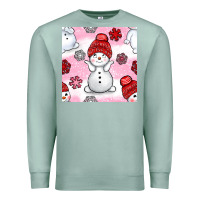 Seafoam cute snowman and snow flakes seamless pattern bbs Premium Sweatshirt - BundleAndBundleShop