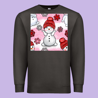 Cute Snowman And Snow Flakes Seamless Pattern Bbs Premium Sweatshirt Designed By Bundleandbundleshop