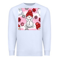 White cute snowman and snow flakes seamless pattern bbs Premium Sweatshirt - BundleAndBundleShop