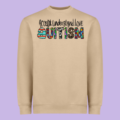 Accept. Understand Love Autism Heavyweight Sweatshirt Designed By Cowhidedigitalart