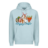Blue Mist happy easter bunny carrots and eggs Premium Hoodie - RanaPortraitStore