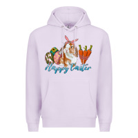 Lilac happy easter bunny carrots and eggs Premium Hoodie - RanaPortraitStore