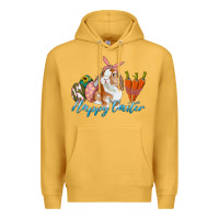 Mustard happy easter bunny carrots and eggs Premium Hoodie - RanaPortraitStore
