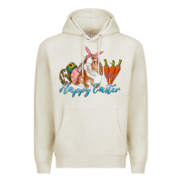 Oatmeal Heather happy easter bunny carrots and eggs Premium Hoodie - RanaPortraitStore