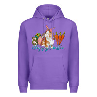 Purple happy easter bunny carrots and eggs Premium Hoodie - RanaPortraitStore