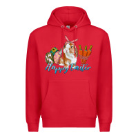 Red happy easter bunny carrots and eggs Premium Hoodie - RanaPortraitStore