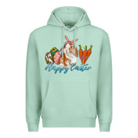 Seafoam happy easter bunny carrots and eggs Premium Hoodie - RanaPortraitStore