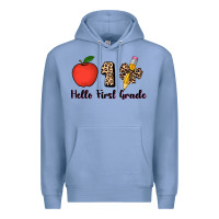 Colony Blue hello first grade leopard 3200x2400 Premium Hoodie - AdoDesignShop