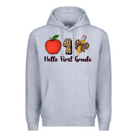 Heather Grey hello first grade leopard 3200x2400 Premium Hoodie - AdoDesignShop