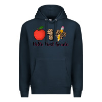 Navy hello first grade leopard 3200x2400 Premium Hoodie - AdoDesignShop