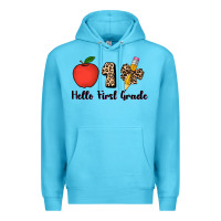 Ocean Blue hello first grade leopard 3200x2400 Premium Hoodie - AdoDesignShop