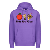 Purple hello first grade leopard 3200x2400 Premium Hoodie - AdoDesignShop