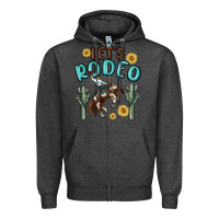 Charcoal Heather let's rodeo Zipper Hoodie - MaliasSmallBusiness