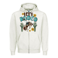 Oatmeal Heather let's rodeo Zipper Hoodie - MaliasSmallBusiness