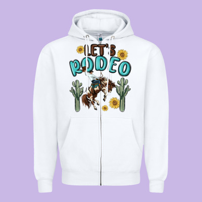 Let's Rodeo Zipper Hoodie Designed By Maliassmallbusiness