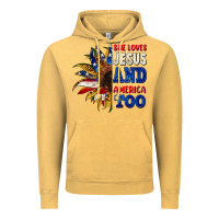 Vintage Mustard She loves Jesus and America too 4th of july Vintage Hoodie - CowGirlArtShop