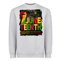 Heather Grey juneteenth fist free ish since 1865 with background Heavyweight Sweatshirt - HRA Design Shop