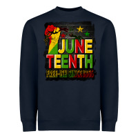 Navy juneteenth fist free ish since 1865 with background Heavyweight Sweatshirt - HRA Design Shop