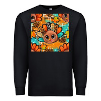 Black thanksgiving turkey and cone with tartan seamless pattern bbs Premium Sweatshirt - BundleAndBundleShop