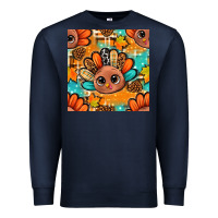 Navy thanksgiving turkey and cone with tartan seamless pattern bbs Premium Sweatshirt - BundleAndBundleShop