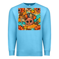 Ocean Blue thanksgiving turkey and cone with tartan seamless pattern bbs Premium Sweatshirt - BundleAndBundleShop