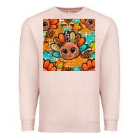 Pale Pink thanksgiving turkey and cone with tartan seamless pattern bbs Premium Sweatshirt - BundleAndBundleShop