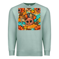 Seafoam thanksgiving turkey and cone with tartan seamless pattern bbs Premium Sweatshirt - BundleAndBundleShop