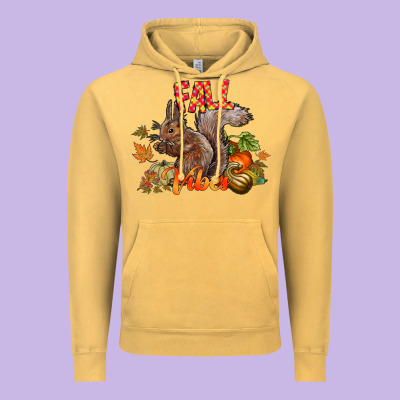 Fall Vibes Squirrel Vintage Hoodie Designed By Cowhidedigitalart