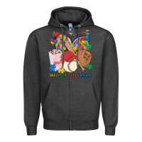 Charcoal Heather take me out to the ballgame  autism baseball Zipper Hoodie - MaliasSmallBusiness