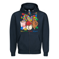 Navy take me out to the ballgame  autism baseball Zipper Hoodie - MaliasSmallBusiness