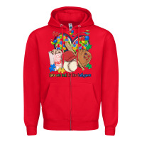 Red take me out to the ballgame  autism baseball Zipper Hoodie - MaliasSmallBusiness