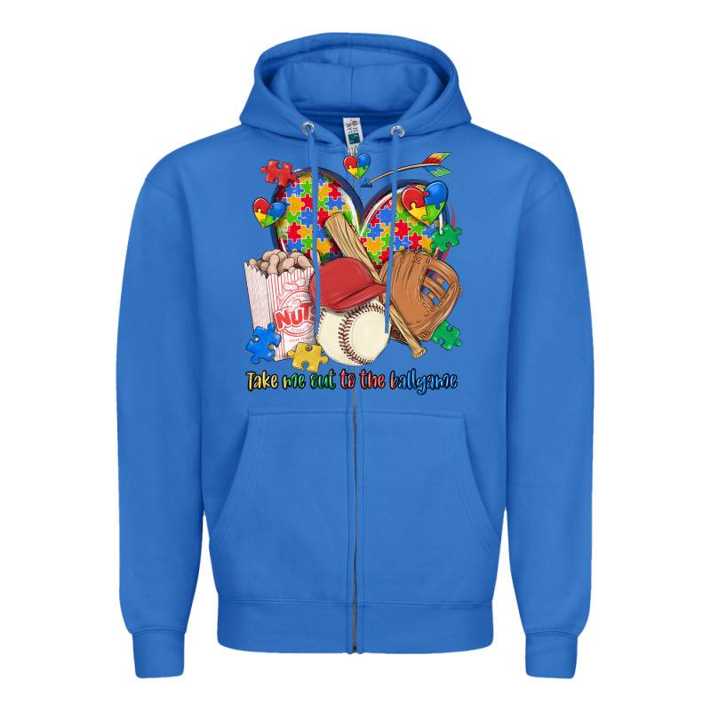 Take Me Out To The Ballgame  Autism Baseball Zipper Hoodie by MaliasSmallBusiness | Teevron