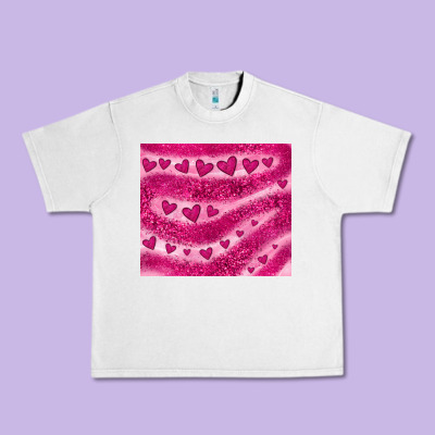 Pink Glitter Heart Urban Heavy Tee Designed By Jahusdesignshop