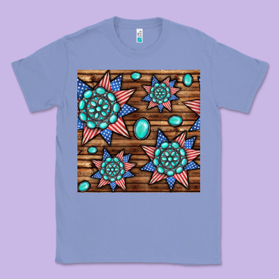 4th Of July Turquoise Gemstone Seamless Pattern Classic Tee Designed By Bundleandbundleshop