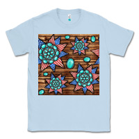 Dusty Blue 4th of july turquoise gemstone seamless pattern Classic Tee - BundleAndBundleShop