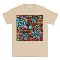 Mushroom 4th of july turquoise gemstone seamless pattern Classic Tee - BundleAndBundleShop