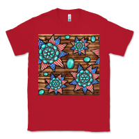 Red 4th of july turquoise gemstone seamless pattern Classic Tee - BundleAndBundleShop