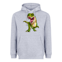 Heather Grey T-rex Heavyweight Hoodie - MaliasSmallBusiness