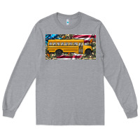 Heather Grey school bus camouflage american flag license plate Long Sleeve Tee - Artiststas
