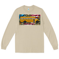 Mushroom school bus camouflage american flag license plate Long Sleeve Tee - Artiststas