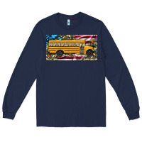 Navy school bus camouflage american flag license plate Long Sleeve Tee - Artiststas