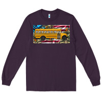 Plum school bus camouflage american flag license plate Long Sleeve Tee - Artiststas