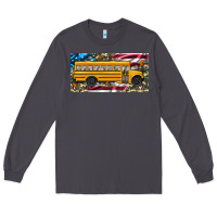Smoke school bus camouflage american flag license plate Long Sleeve Tee - Artiststas