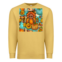 Antique Gold thanksgiving turkey with tartan seamless pattern bbs Premium Sweatshirt - BundleAndBundleShop