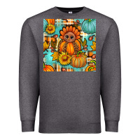 Charcoal Heather thanksgiving turkey with tartan seamless pattern bbs Premium Sweatshirt - BundleAndBundleShop