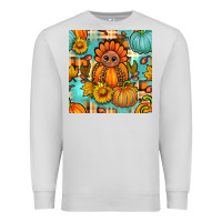 Dove Grey thanksgiving turkey with tartan seamless pattern bbs Premium Sweatshirt - BundleAndBundleShop