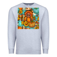 Heather Grey thanksgiving turkey with tartan seamless pattern bbs Premium Sweatshirt - BundleAndBundleShop