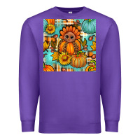 Purple thanksgiving turkey with tartan seamless pattern bbs Premium Sweatshirt - BundleAndBundleShop