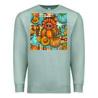 Seafoam thanksgiving turkey with tartan seamless pattern bbs Premium Sweatshirt - BundleAndBundleShop